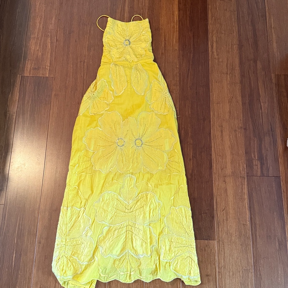 Zara Sunflower Yellow Embroidered Dress